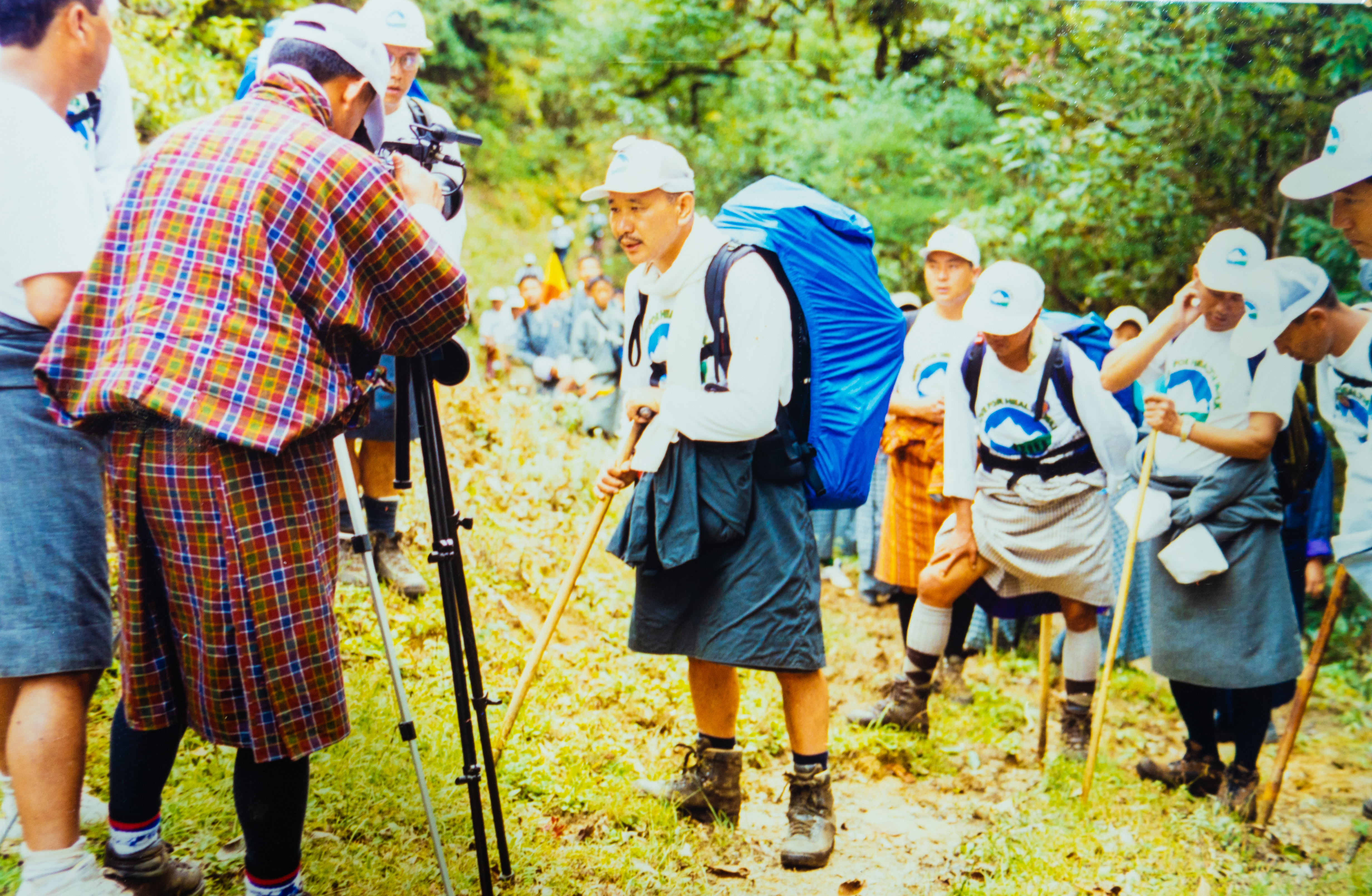Giving an interview to press covering the walk